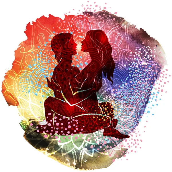 Couple pratiquant le tantra yoga — Image vectorielle